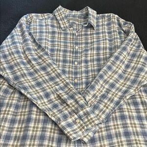 Canali Blue and White Casual Linen Shirt